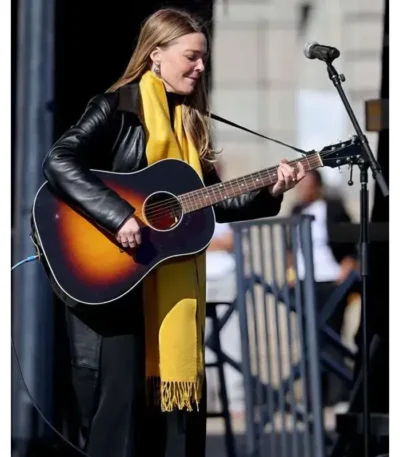 No Kings Rally Maggie Rogers Leather Coat