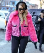 Mariah Carey Pink Fur Jacket