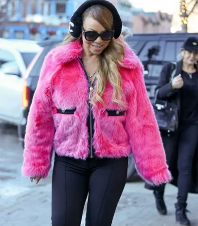 Mariah Carey Pink Fur Jacket