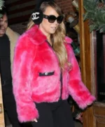 Mariah Carey Pink Fur Jacket