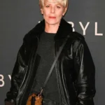 Marina Fois Babylon Premiere Black Leather Jacket