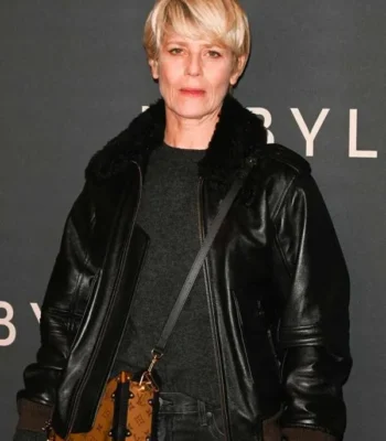 Marina Fois Babylon Premiere Black Leather Jacket