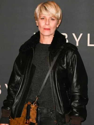 Marina Fois Babylon Premiere Black Leather Jacket
