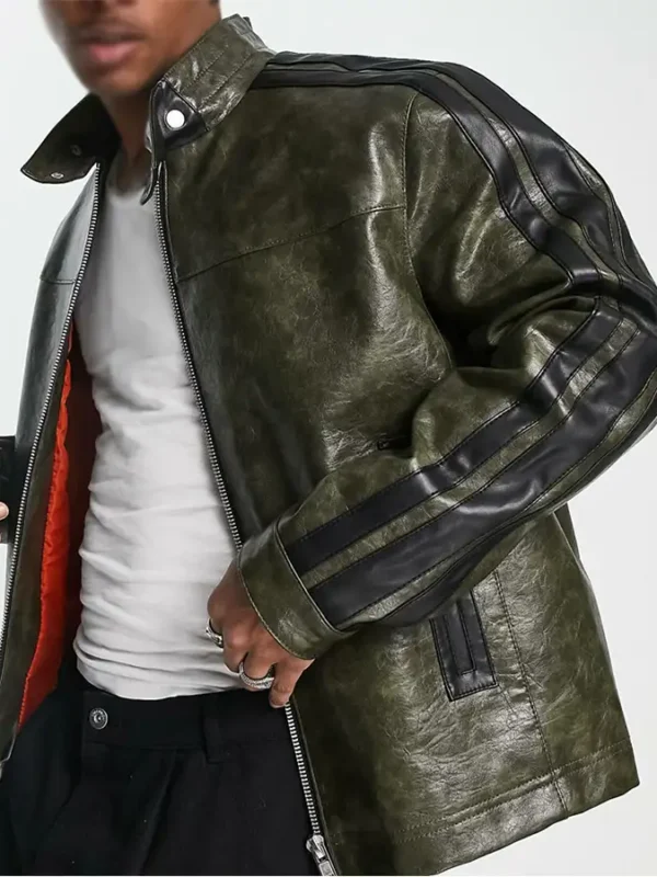 Maya Jama Green Leather Jacket