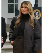 Melania Trump Black Bomber Jacket