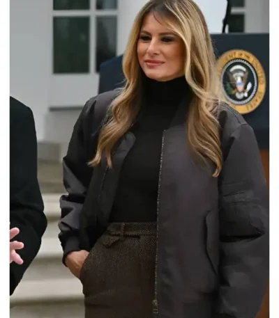 Melania Trump Black Bomber Jacket