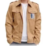 Mens Attack On Titan Beige Cotton Jacket