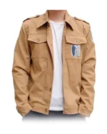 Mens Attack On Titan Beige Cotton Jacket