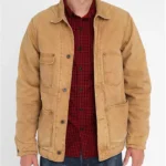 Mens Quilted Beige Brown Cotton Jacket