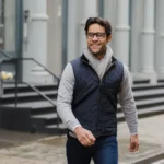 Mens Shirt Style Black Quilted Cotton Vest