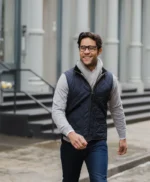 Mens Shirt Style Black Quilted Cotton Vest