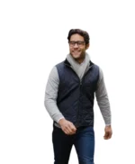 Mens Shirt Style Black Quilted Cotton Vest