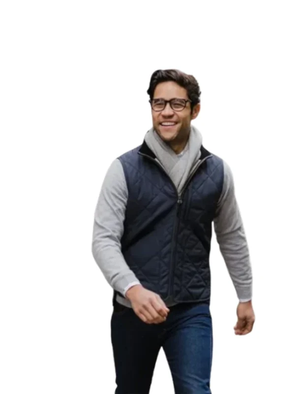 Mens Shirt Style Black Quilted Cotton Vest