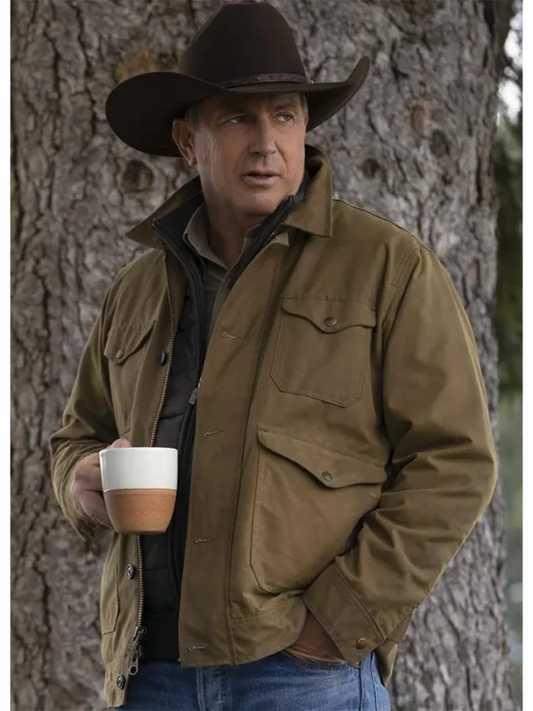 Mens Shirt Style Cotton Brown Trucker Jacket