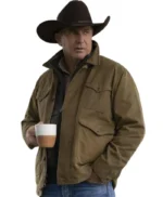 Mens Shirt Style Cotton Brown Trucker Jacket