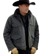 Mens Shirt Style Grey Cotton Military Field Jacket