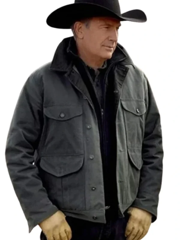 Mens Shirt Style Grey Cotton Military Field Jacket