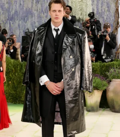 Met Gala 2026 Bill Skarsgard Black Leather Coat