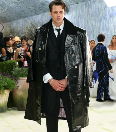Met Gala 2026 Bill Skarsgard Black Leather Coat
