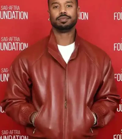 Michael B. Jordan Maroon Leather Jacket