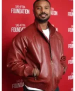 Michael B. Jordan Maroon Leather Jacket
