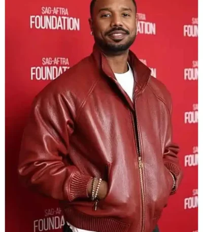Michael B. Jordan Maroon Leather Jacket