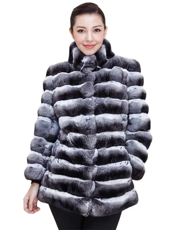Minnie Chinchilla Soft Fur Hooded Designer Jacket