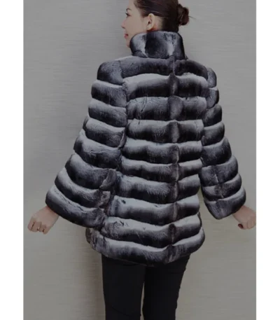 Minnie Chinchilla Soft Fur Hooded Designer Jacket