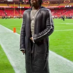 Monday Night Football Gunna Black Leather Coat