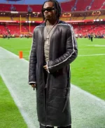 Monday Night Football Gunna Black Leather Coat