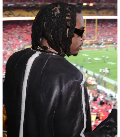 Monday Night Football Gunna Black Leather Coat