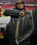 Monday Night Football Gunna Black Leather Coat
