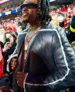 Monday Night Football Gunna Black Leather Coat