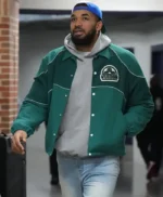 NY Knicks Vs Oklahoma City Thunder Karl-Anthony Towns Green Jacket