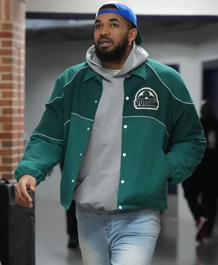 NY Knicks Vs Oklahoma City Thunder Karl-Anthony Towns Green Jacket NY Knicks Vs Oklahoma City Thunder Karl-Anthony Towns Green Jacket