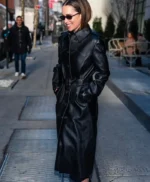 NYC 2026 Emilia Clarke Leather Coat