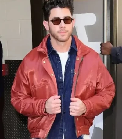 Live with Kelly and Mark Nick Jonas Red Bomber Jacket