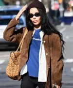 NYC 2026 Zoe Kravitz Suede Jacket