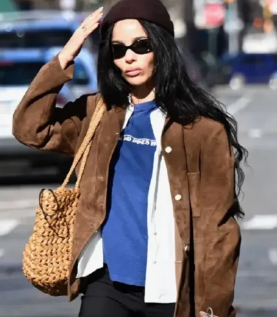 NYC 2026 Zoe Kravitz Suede Jacket