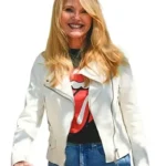 NYC Christie Brinkley White Leather Jacket
