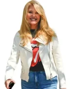 NYC Christie Brinkley White Leather Jacket