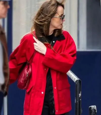 NYC Dakota Johnson Red Cotton Jacket