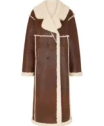 NYC Gigi Hadid Brown Shearling Leather Coat