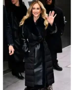 NYC Holly Hunter Black Fur Trim Coat