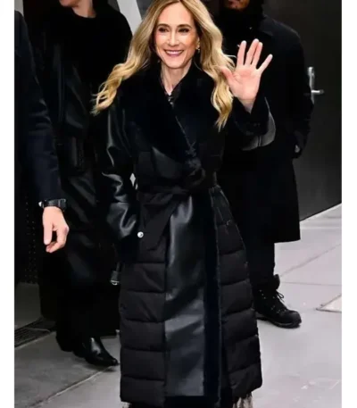 NYC Holly Hunter Black Fur Trim Coat
