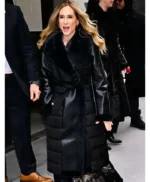NYC Holly Hunter Black Fur Trim Coat