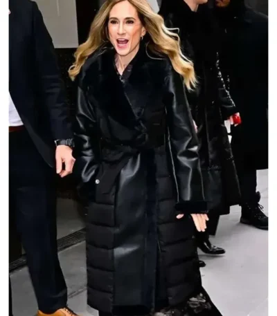 NYC Holly Hunter Black Fur Trim Coat