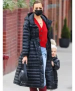 NYC Irina Shayk Black Hooded Coat