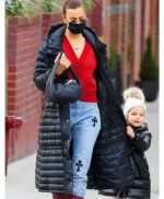 NYC Irina Shayk Black Hooded Coat