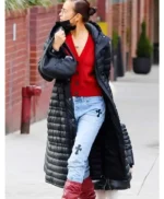 NYC Irina Shayk Black Hooded Coat